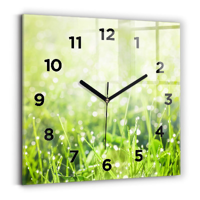 Szögletes fali üvegóra 30x30 zöld fű