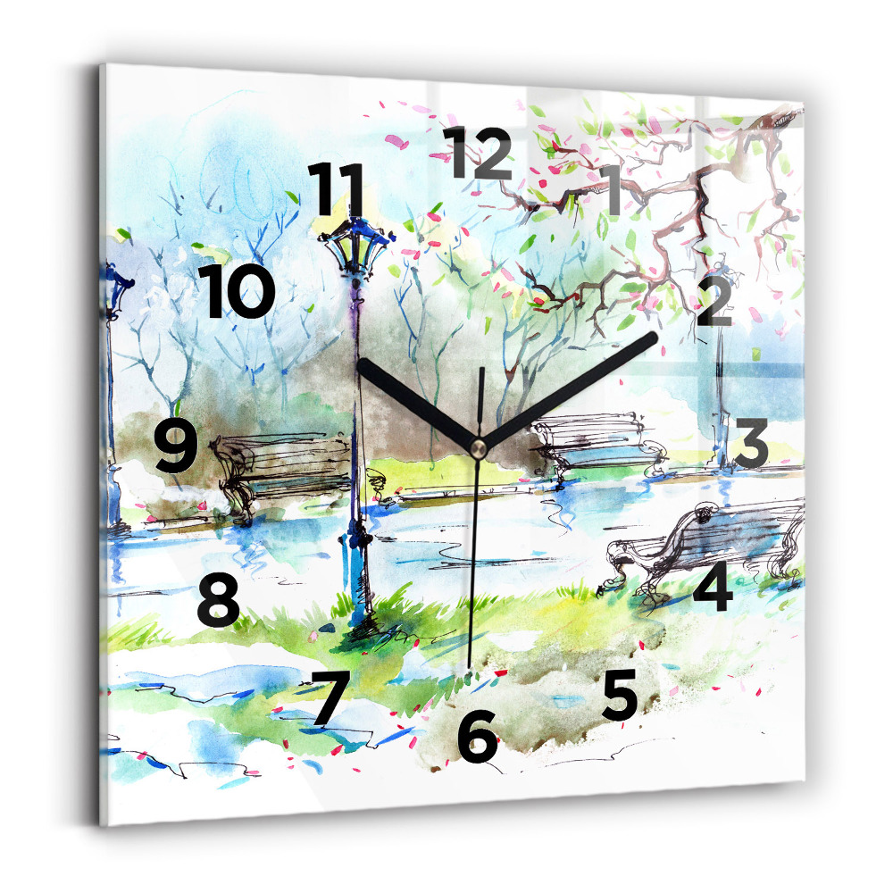 Négyzetes üvegóra 30x30 Festői tavasz