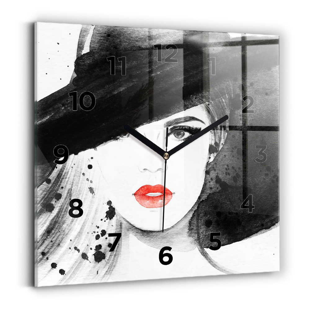 Négyzetes üvegóra 30x30 Nő kalapban