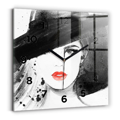 Négyzetes üvegóra 30x30 Nő kalapban