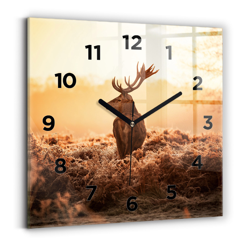 Négyzetes üvegóra 30x30 Szarvas napkeltekor