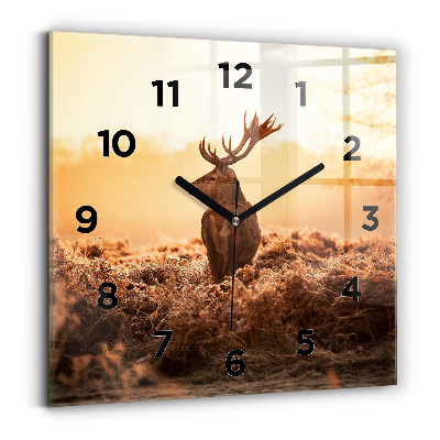Négyzetes üvegóra 30x30 Szarvas napkeltekor