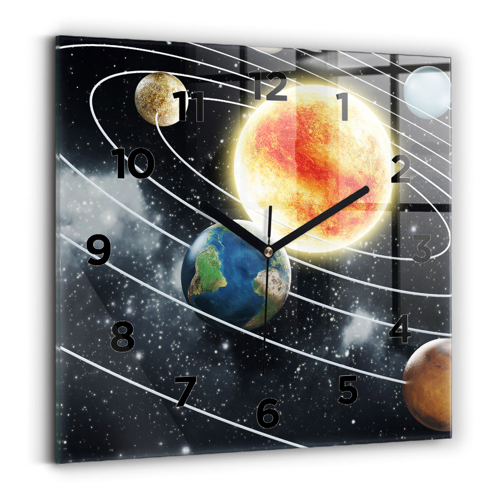 Szögletes fali üvegóra 30x30 Naprendszer