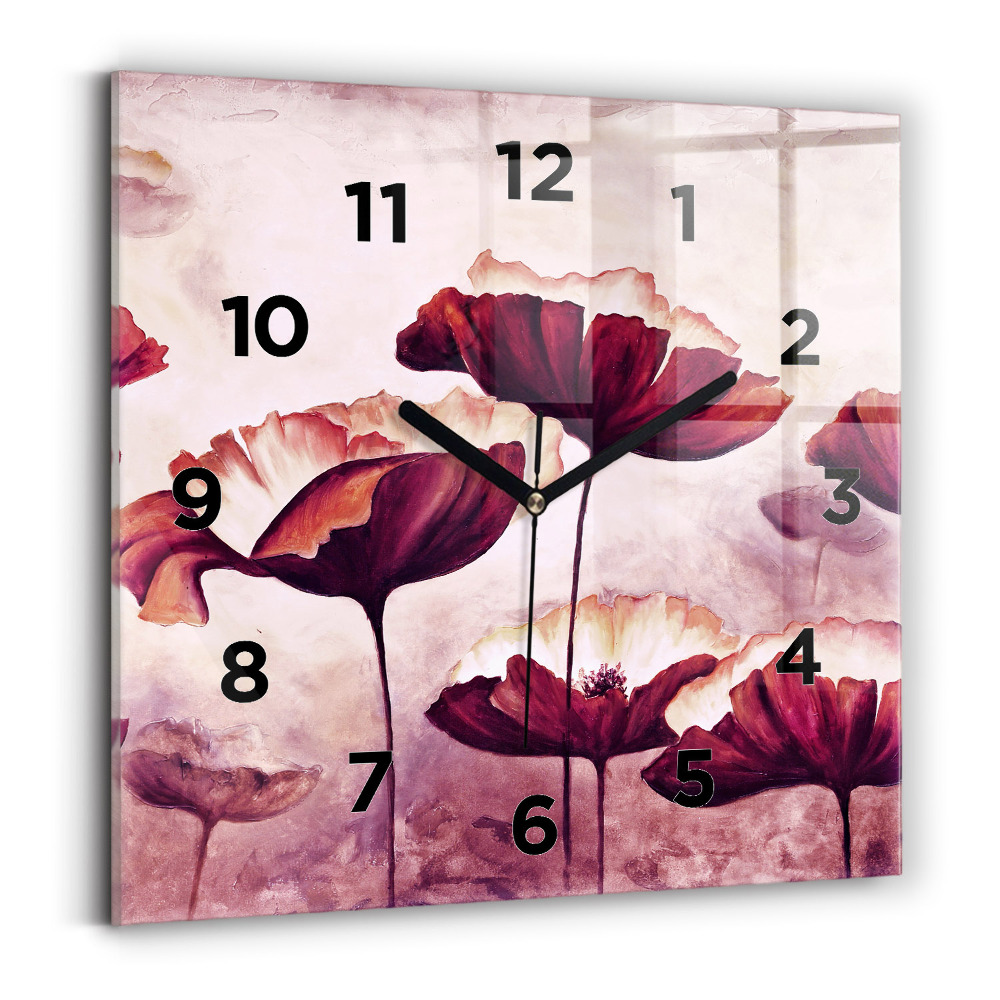 Szögletes fali üvegóra 30x30 Virágzó mák virágok