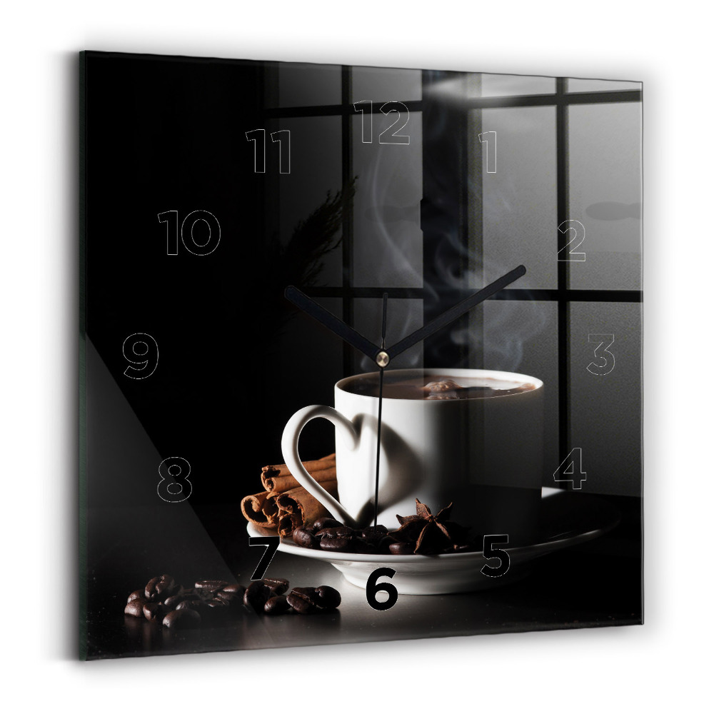 Négyzetes üvegóra 30x30 csésze kávé