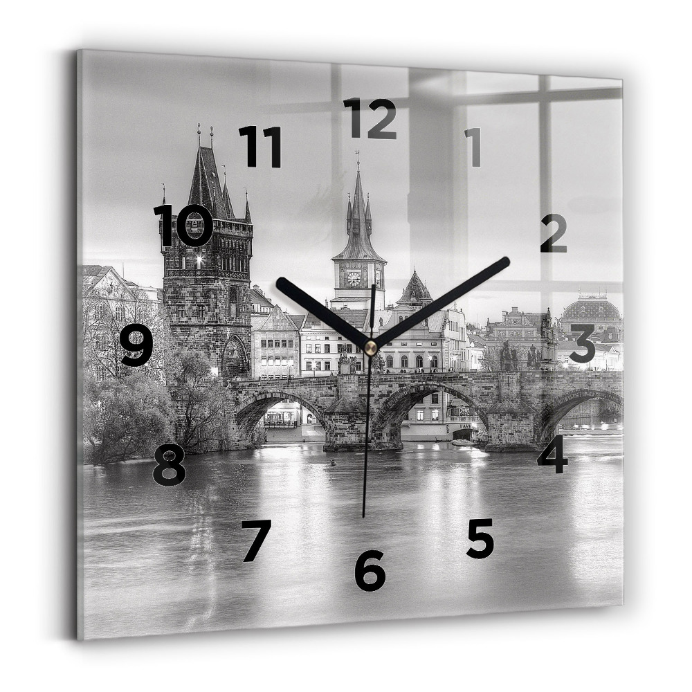 Négyzetes üvegóra 30x30 Károly híd Prágában