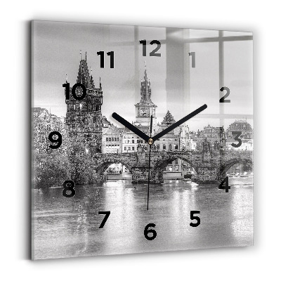 Négyzetes üvegóra 30x30 Károly híd Prágában