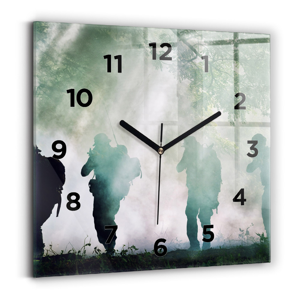 Négyzetes üvegóra 30x30 Katonák az erdőben