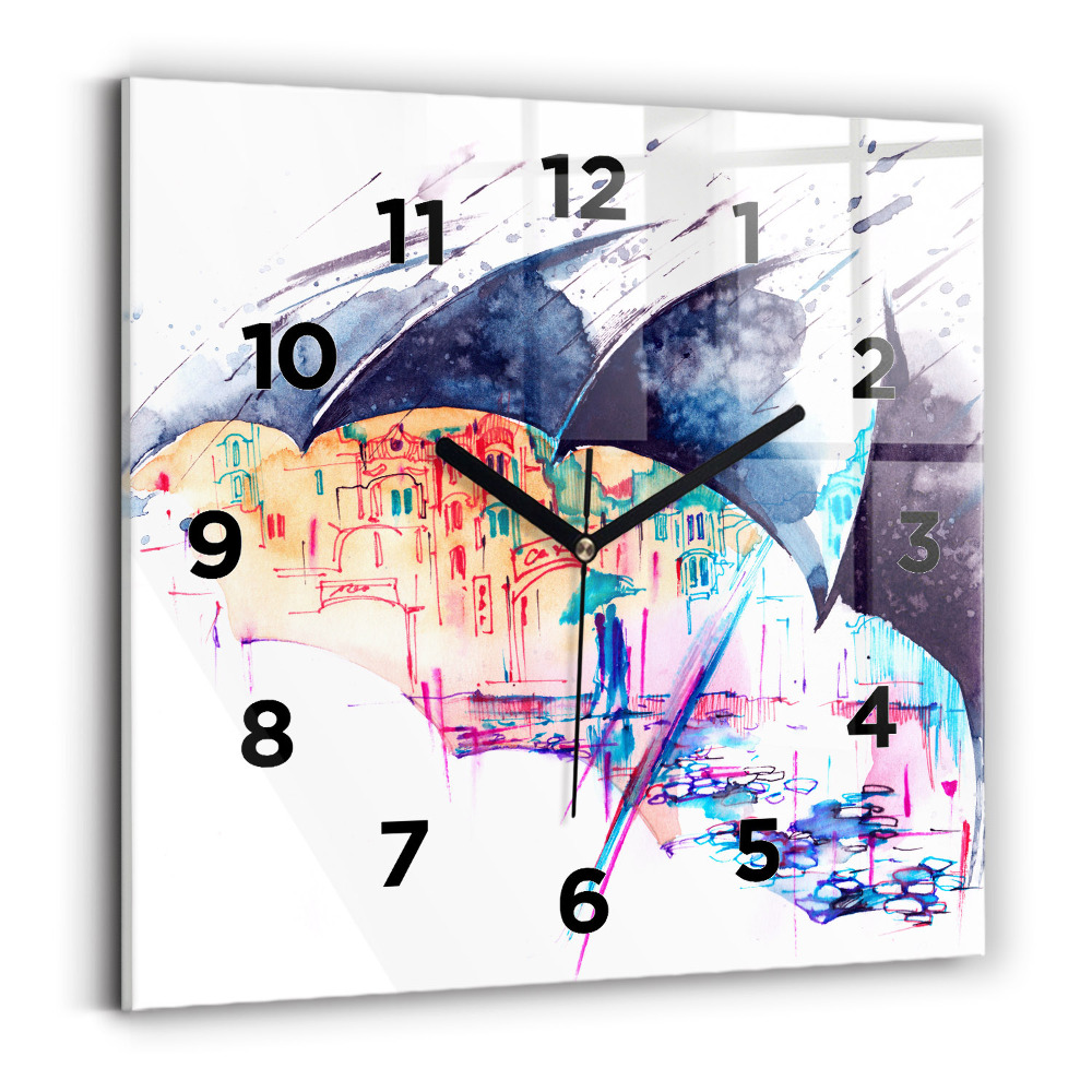 Négyzet alakú üvegóra 30x30 Esernyő és város