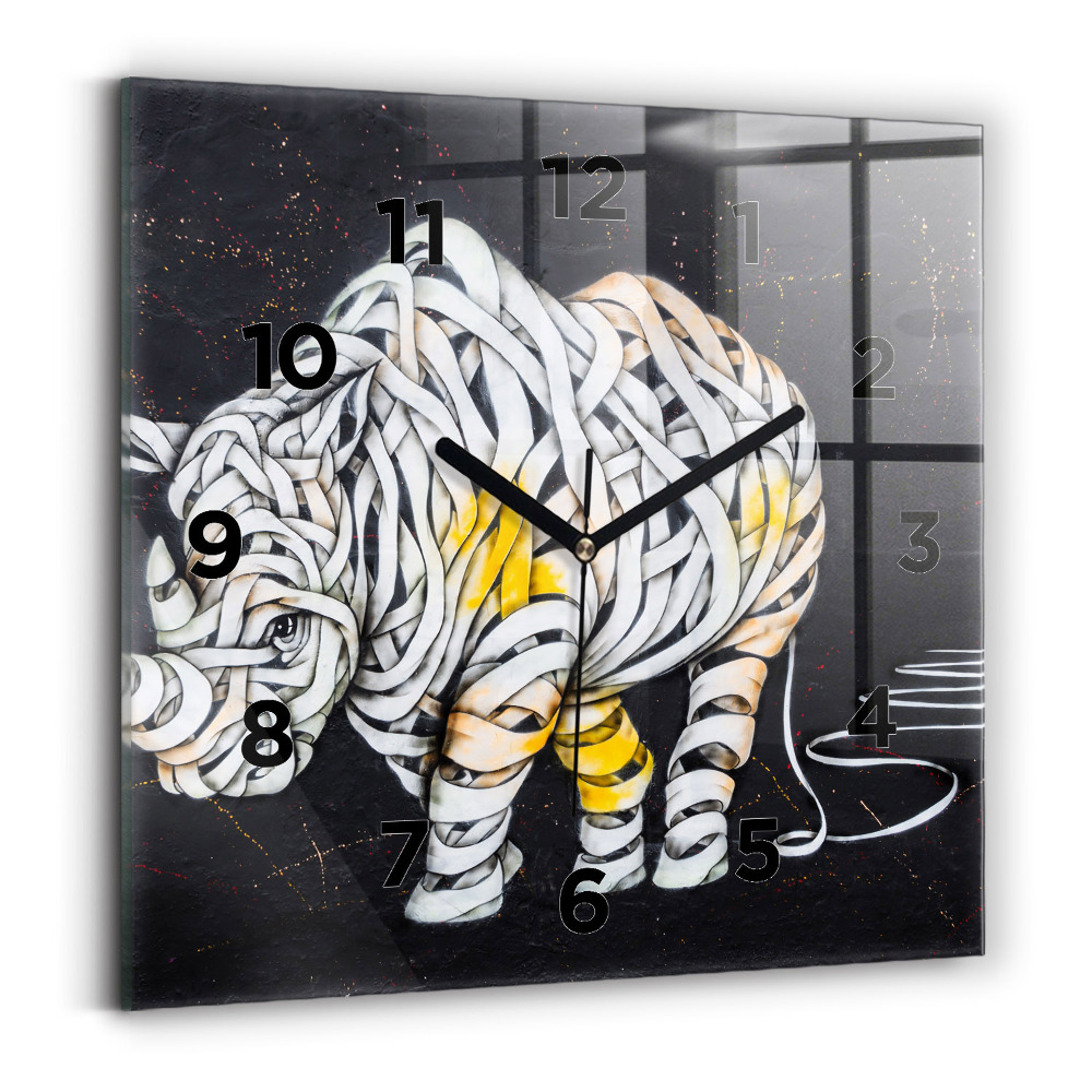 Szögletes üvegóra 30x30 Absztrakt orrszarvú