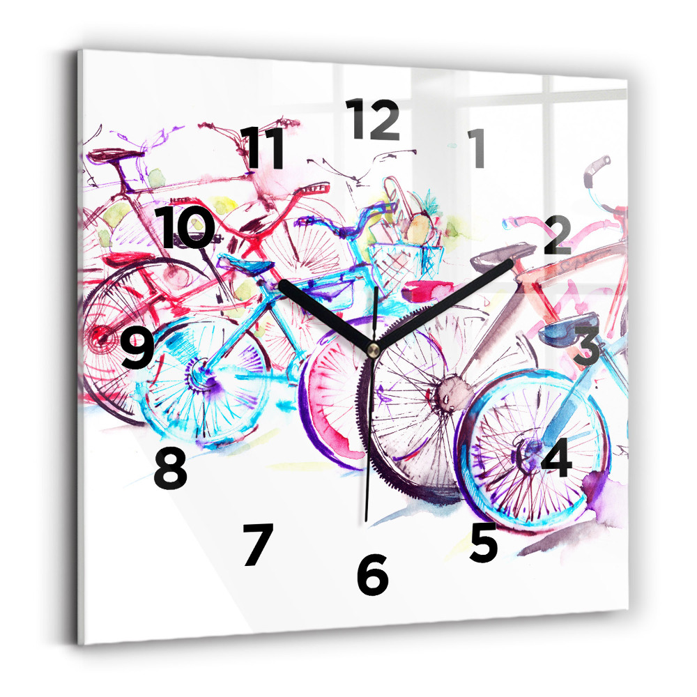 Négyzet alakú üvegóra 30x30 Színes városi kerékpárok