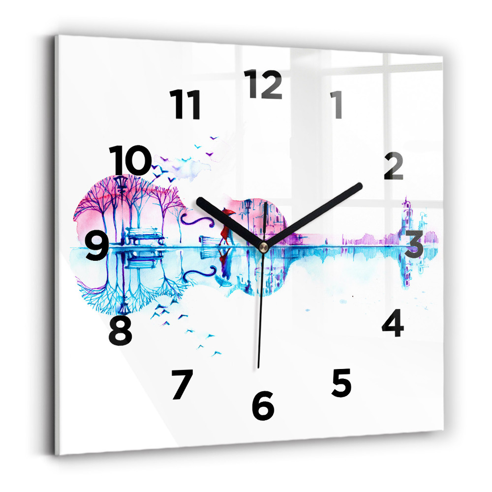 Szögletes fali üvegóra 30x30 Cselló Park-tó