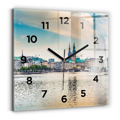 Szögletes fali üvegóra 30x30 Binnenalster Hamburgban