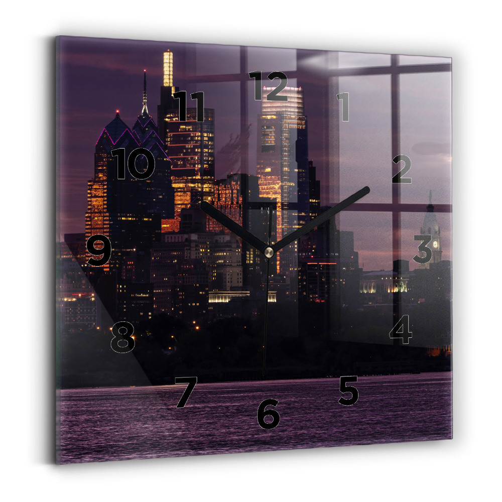 Szögletes fali üvegóra 30x30 Philadelphia város látképe