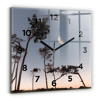 Négyzetes üvegóra 30x30 Félhold és a fák