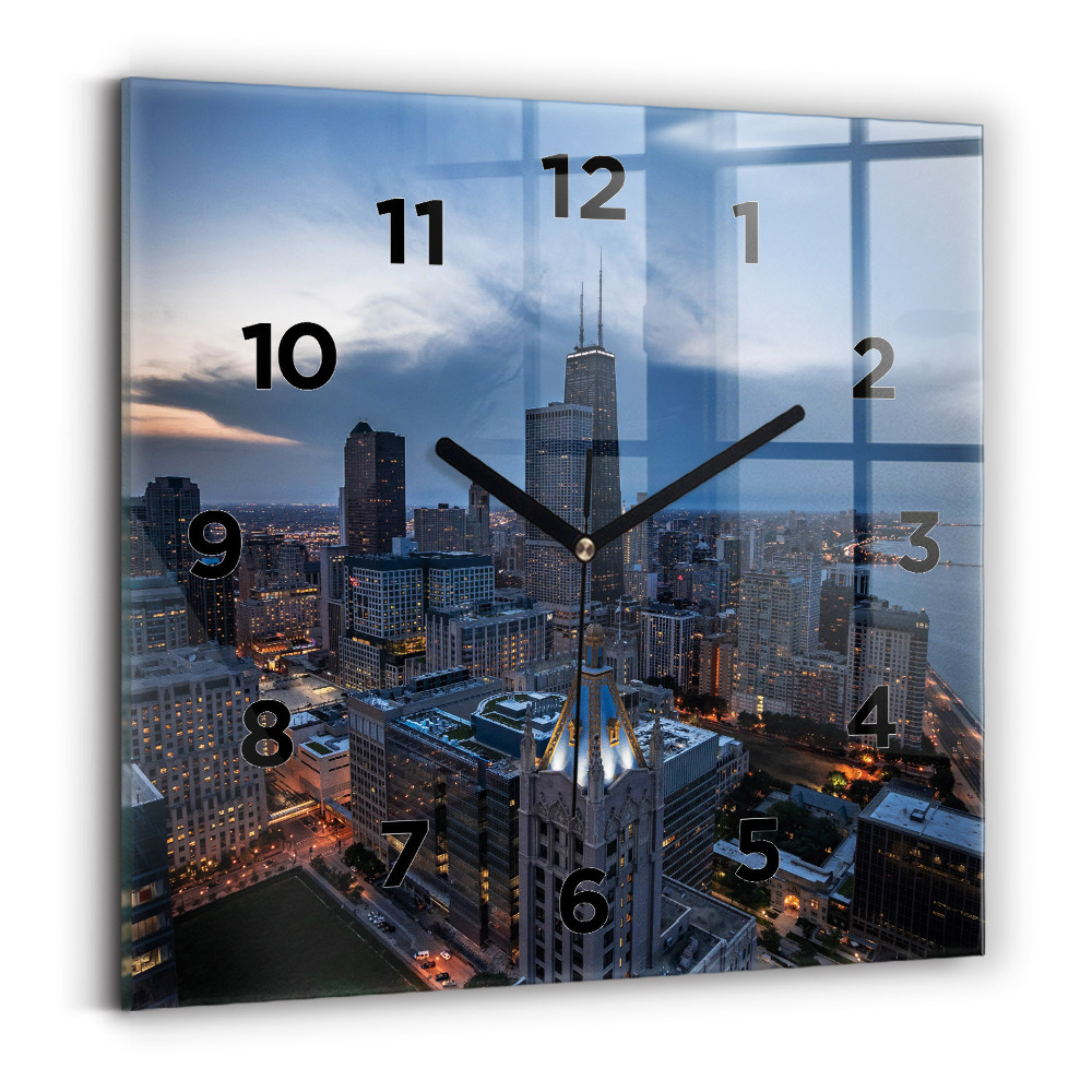 Szögletes üvegóra 30x30 Fénykép Chicagoról