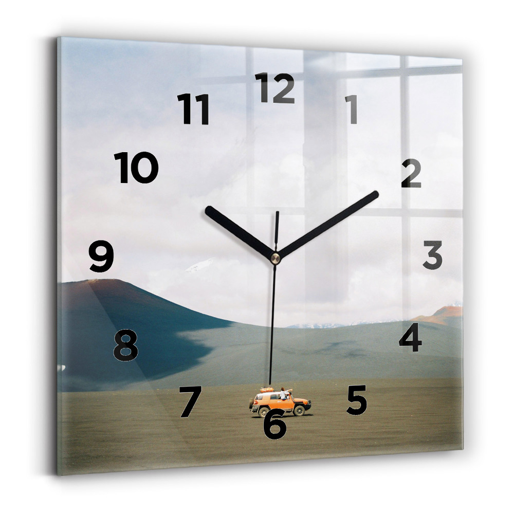 Négyzetes üvegóra 30x30 Jármű a kamcsatkai sivatagban