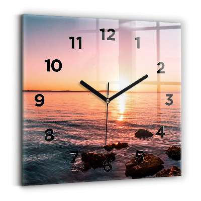 Négyzetes üvegóra 30x30 Sziklák naplementekor