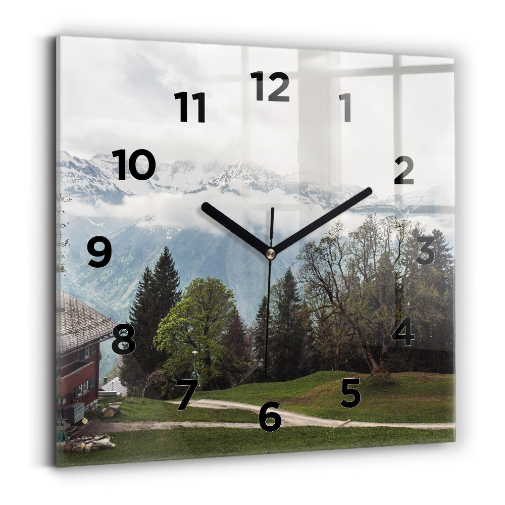 Szögletes üvegóra 30x30 Hegyi kilátás
