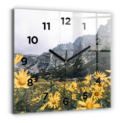 Szögletes üvegóra 30x30 Virágos rét a hegyekben