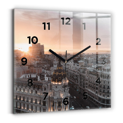 Négyzetes üvegóra 30x30 Városok naplementekor