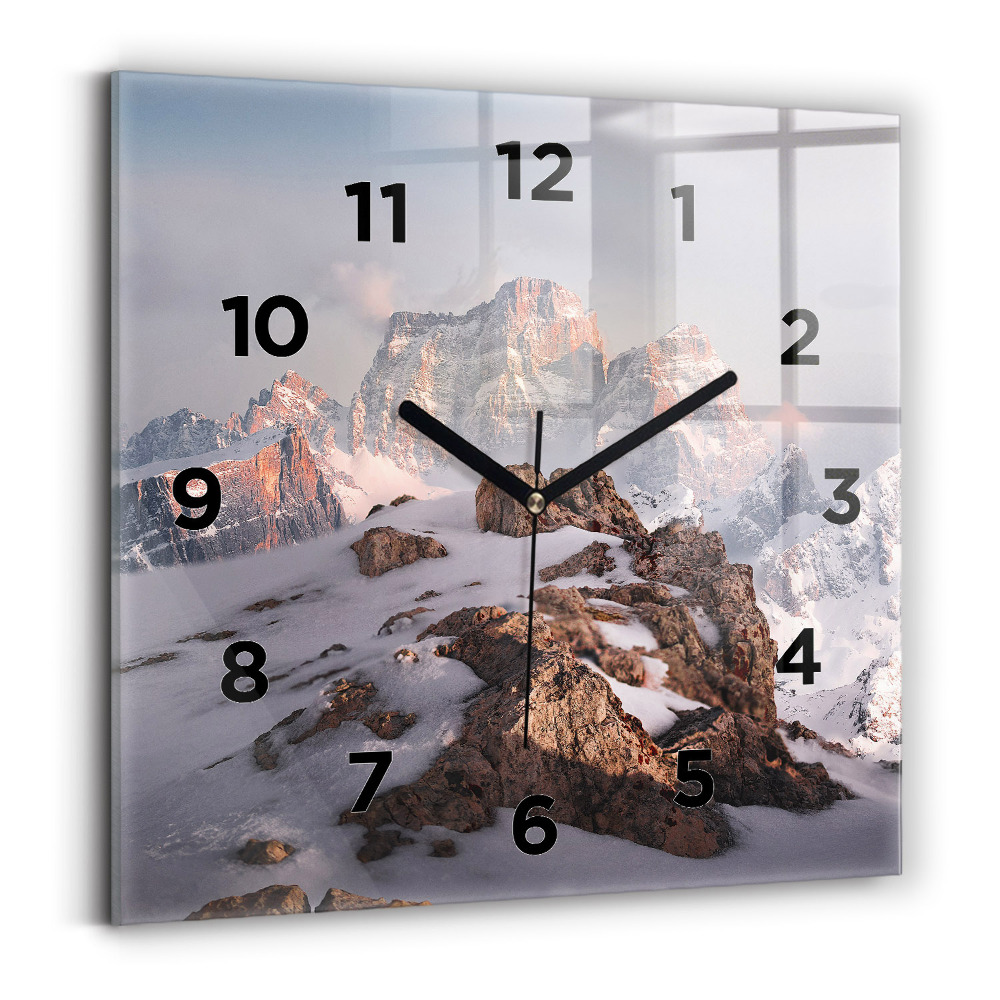 Négyzet alakú üvegóra 30x30 Hóval borított hegy