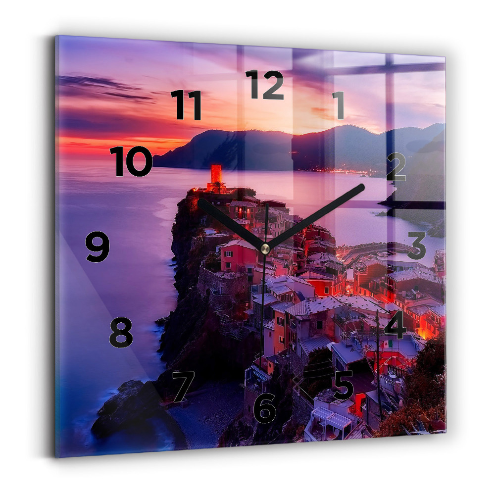 Szögletes fali üvegóra 30x30 Házak a tó közelében