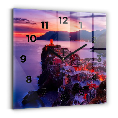 Szögletes fali üvegóra 30x30 Házak a tó közelében