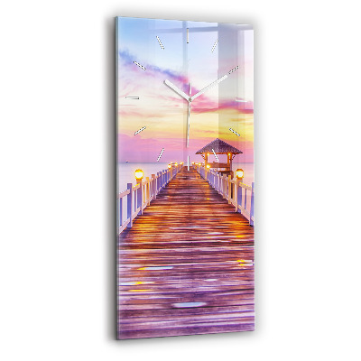 Függőleges üvegóra 30x60 Híd a kikötőben este