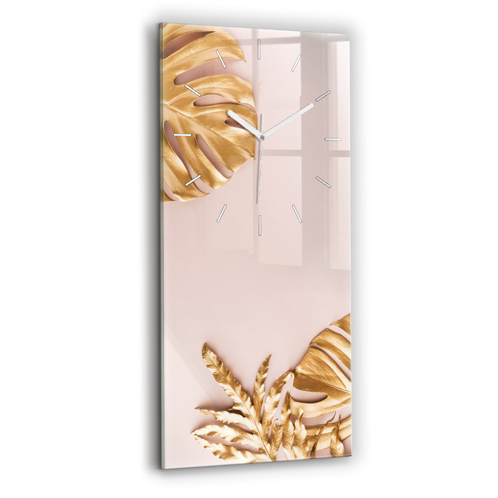 Négyszögletes fali üvegóra 30x60 Arany trópusi levelek