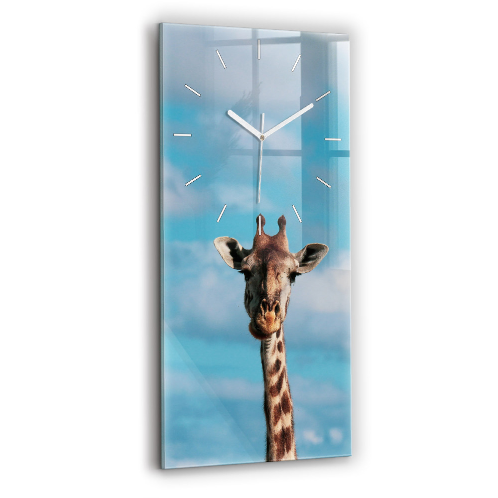 Négyszögletes üvegóra 30x60 Egy zsiráf feje az égen