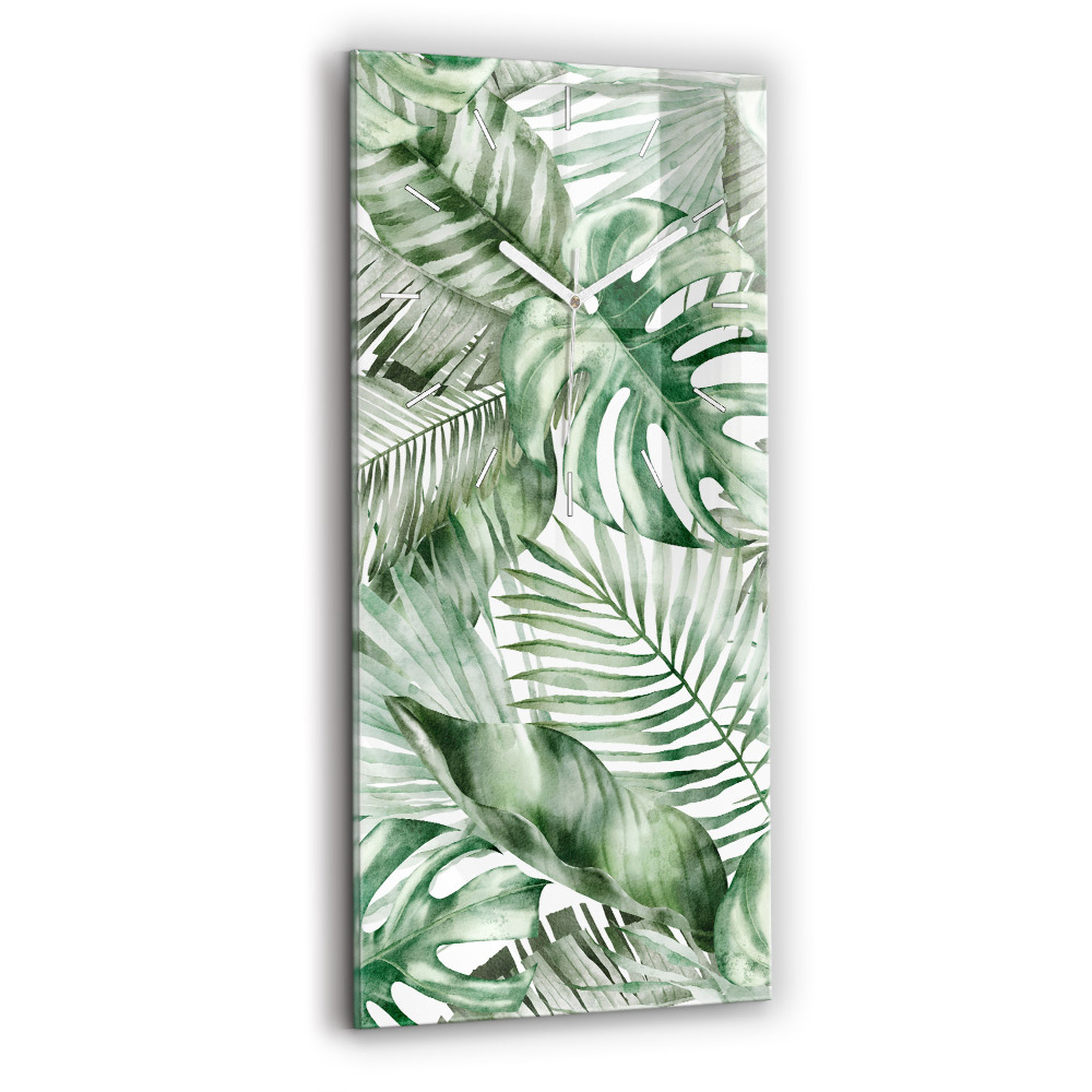 Négyszögletes fali üvegóra 30x60 Festett növényi levelek