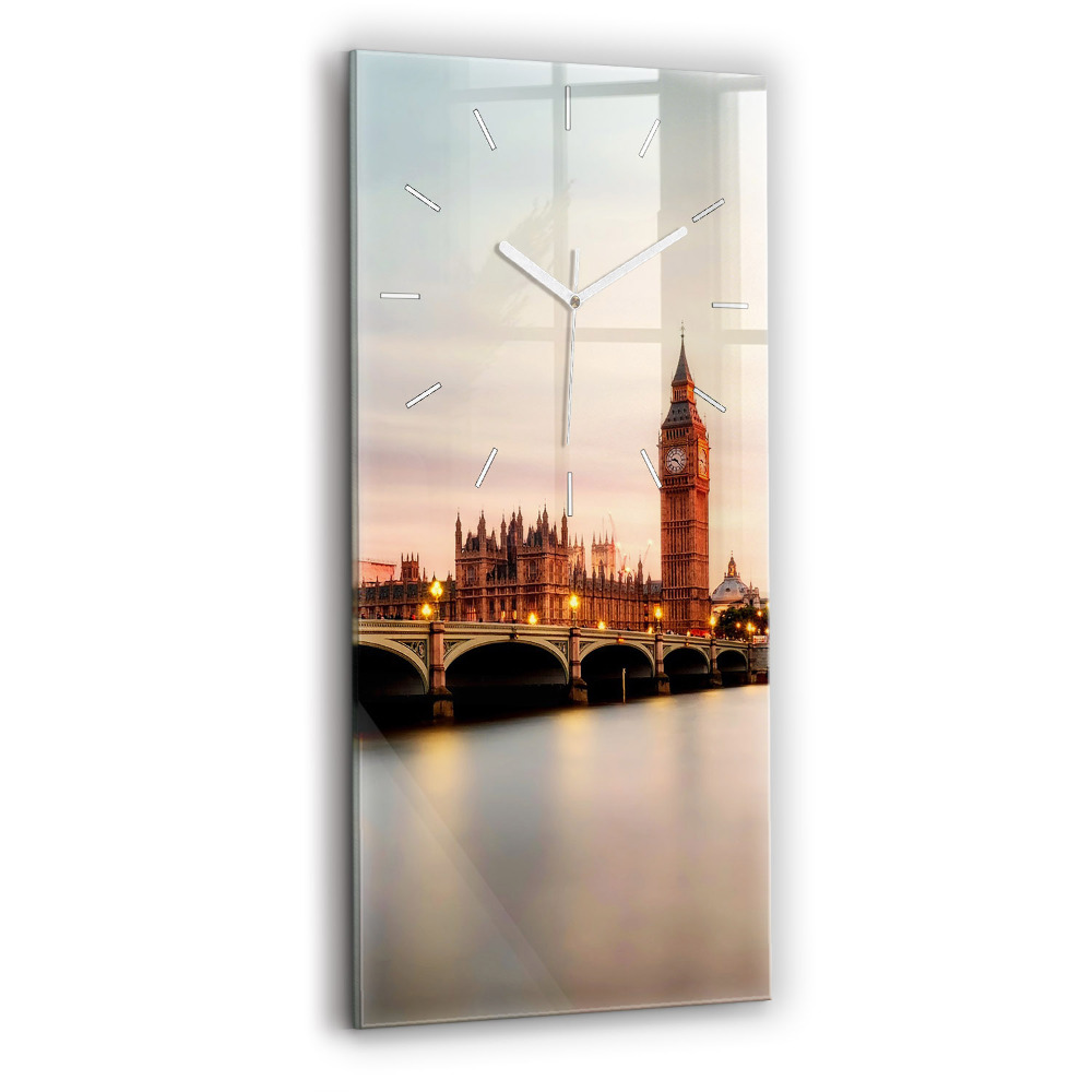 Négyszögletes fali üvegóra 30x60 Big Ben London látképe