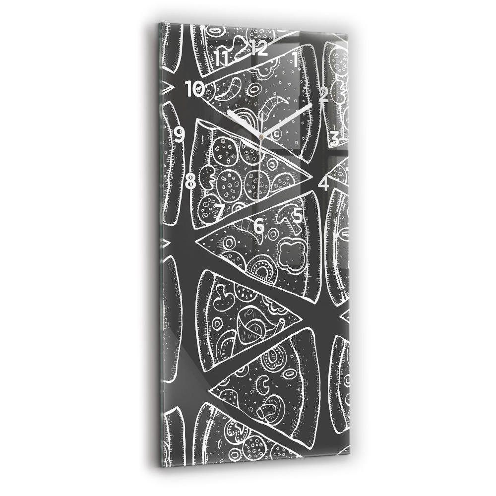 Négyszögletes fali üvegóra Festett pizza