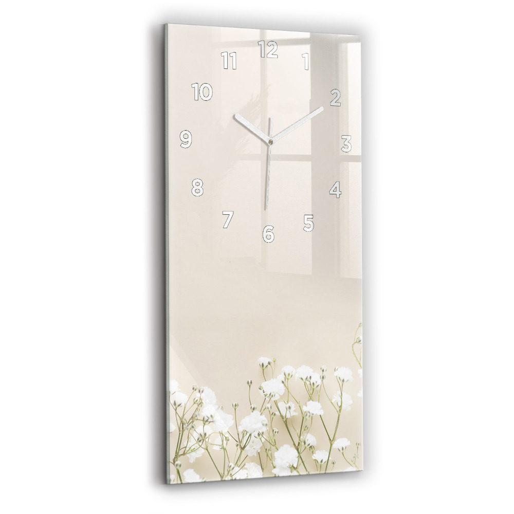 Függőleges üvegóra Virágzó gypsophila virágok