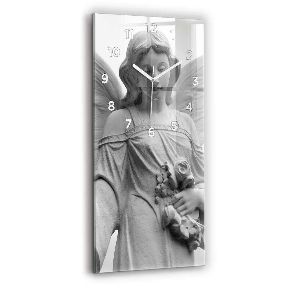 Négyszögletes üvegóra Régi angyal szobor