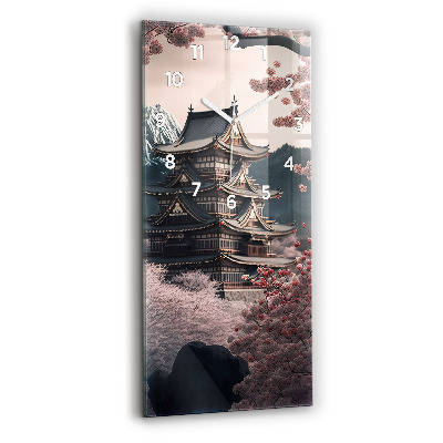 Négyszögletes üvegóra Torony és virágok Ázsiában