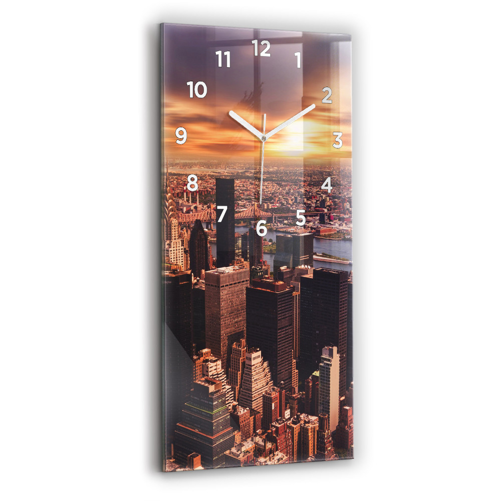 Téglalap alakú üvegóra Panoráma a naplemente városra