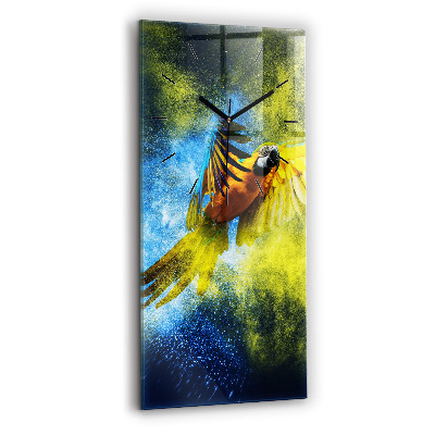 Négyszögletes üvegóra 30x60 Színes papagáj