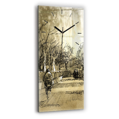 Négyszögletes üvegóra 30x60 Park és a szépia fák