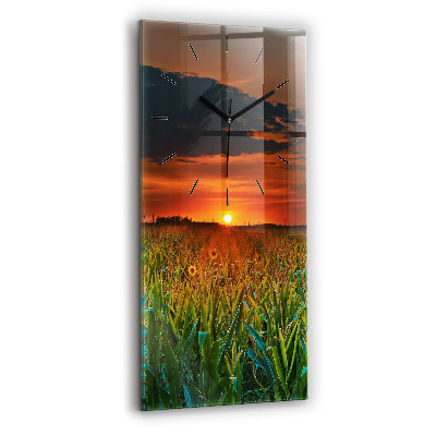 Négyszögletes üvegóra 30x60 Napraforgó a réten