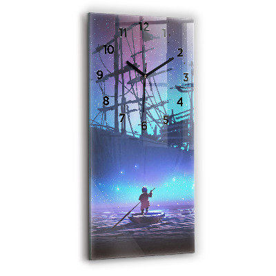 Négyszögletes fali üvegóra 30x60 Fantasy vitorlás hajó