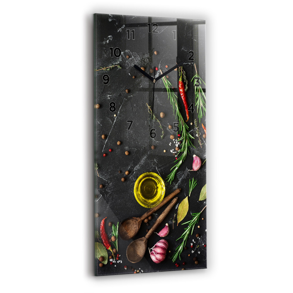 Négyszögletes fali üvegóra 30x60 Fűszerek a pulton