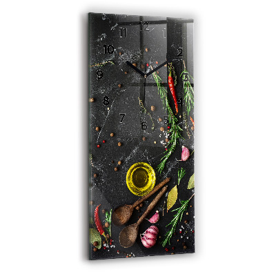 Négyszögletes fali üvegóra 30x60 Fűszerek a pulton