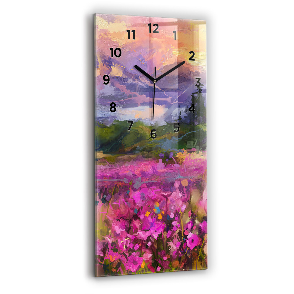 Négyszögletes üvegóra 30x60 Rét naplementében