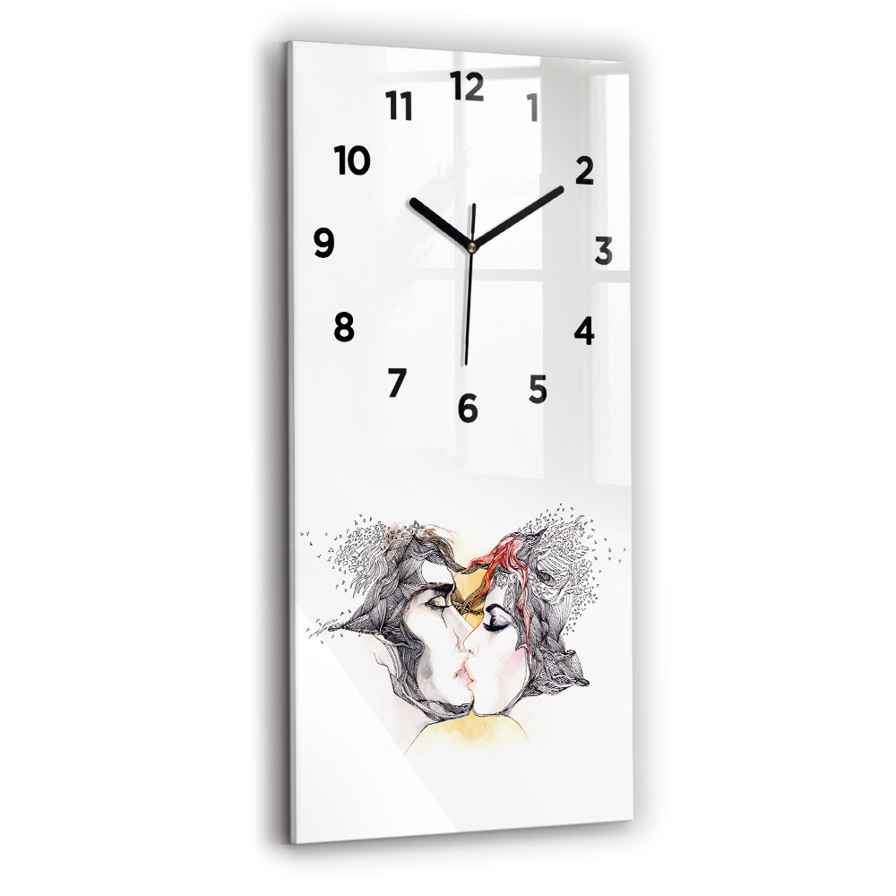 Függőleges üvegóra 30x60 Szerelmes csók rajz