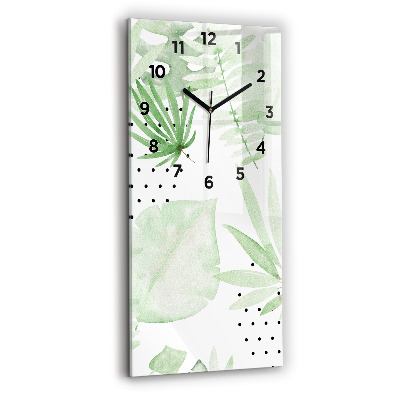 Függőleges üvegóra 30x60 Zöld levelek