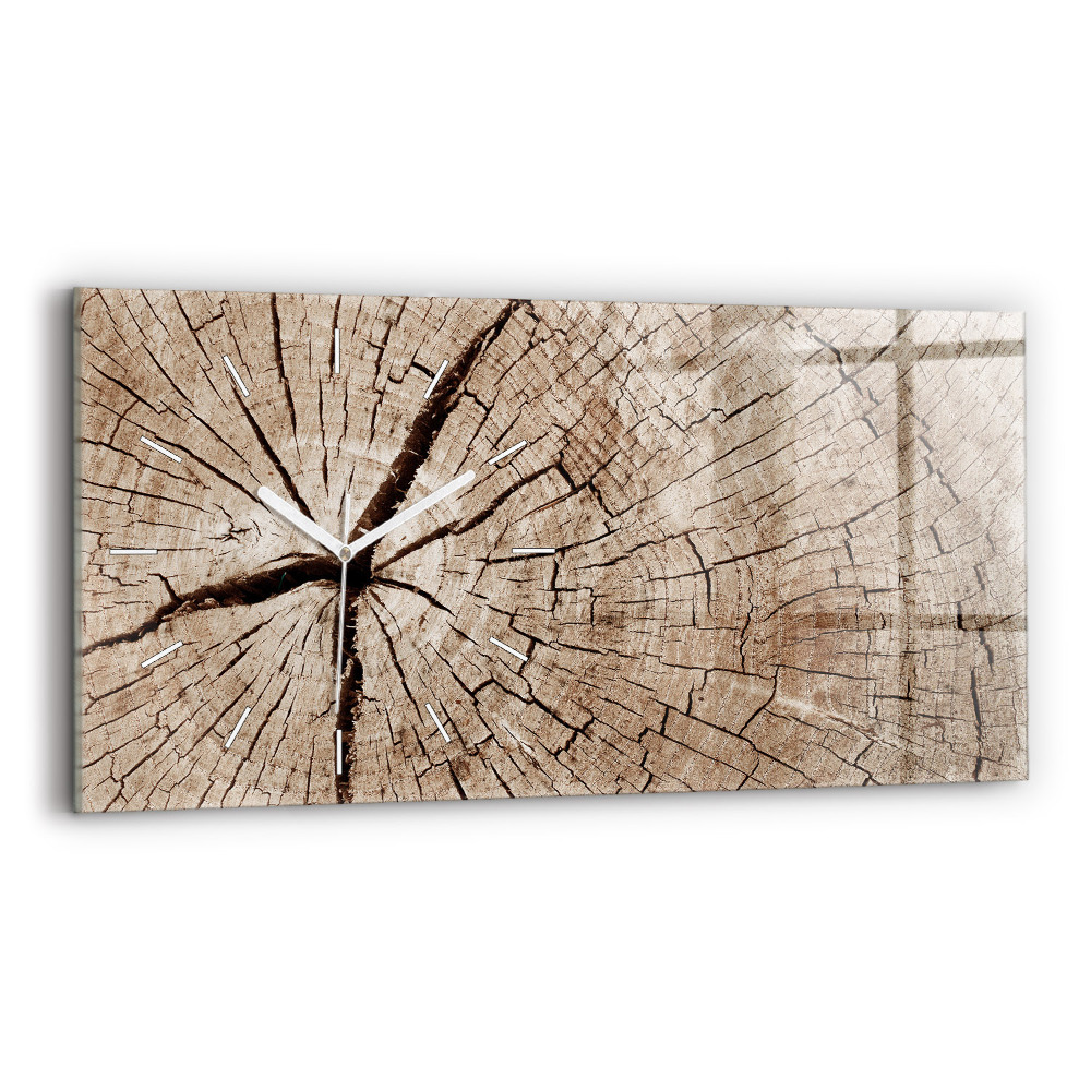 Négyszögletes üvegóra vízszintesen 60x30 Régi fa tuskó