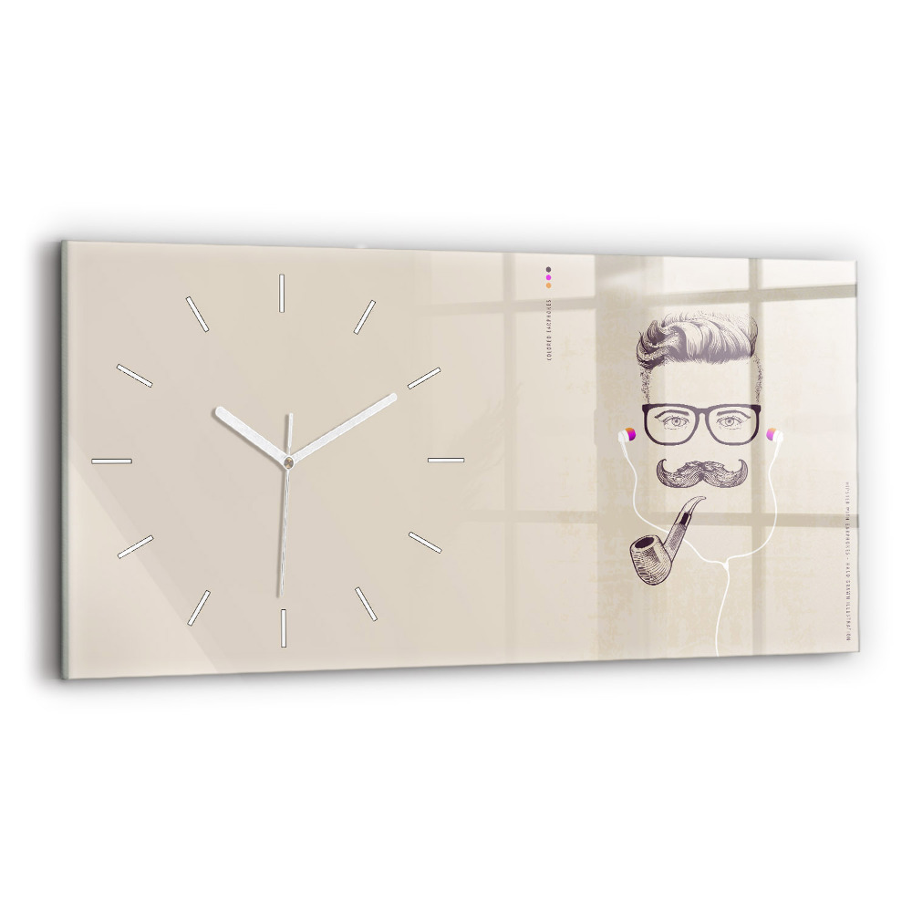 Négyszögletes üvegóra vízszintesen 60x30 Férfi pipával