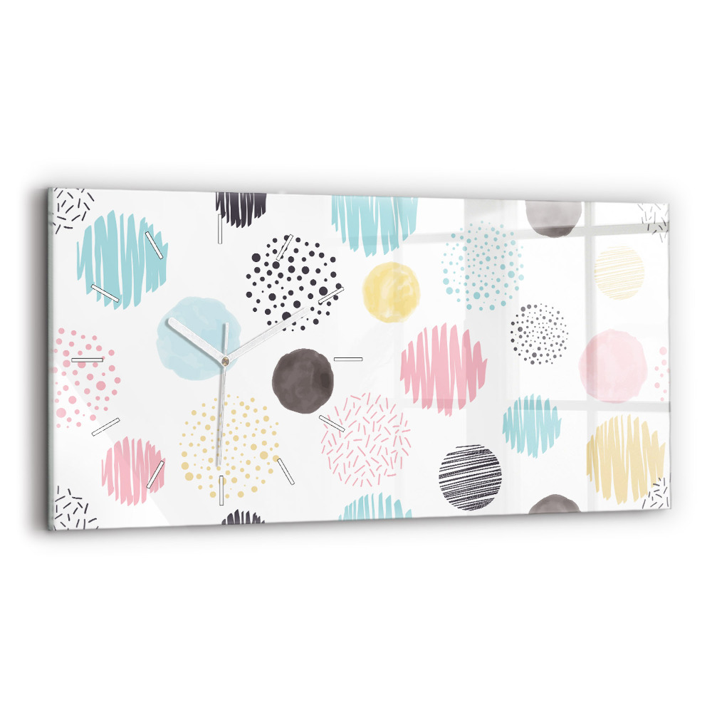 Négyszögletes üvegóra vízszintesen 60x30 Geometriai minta